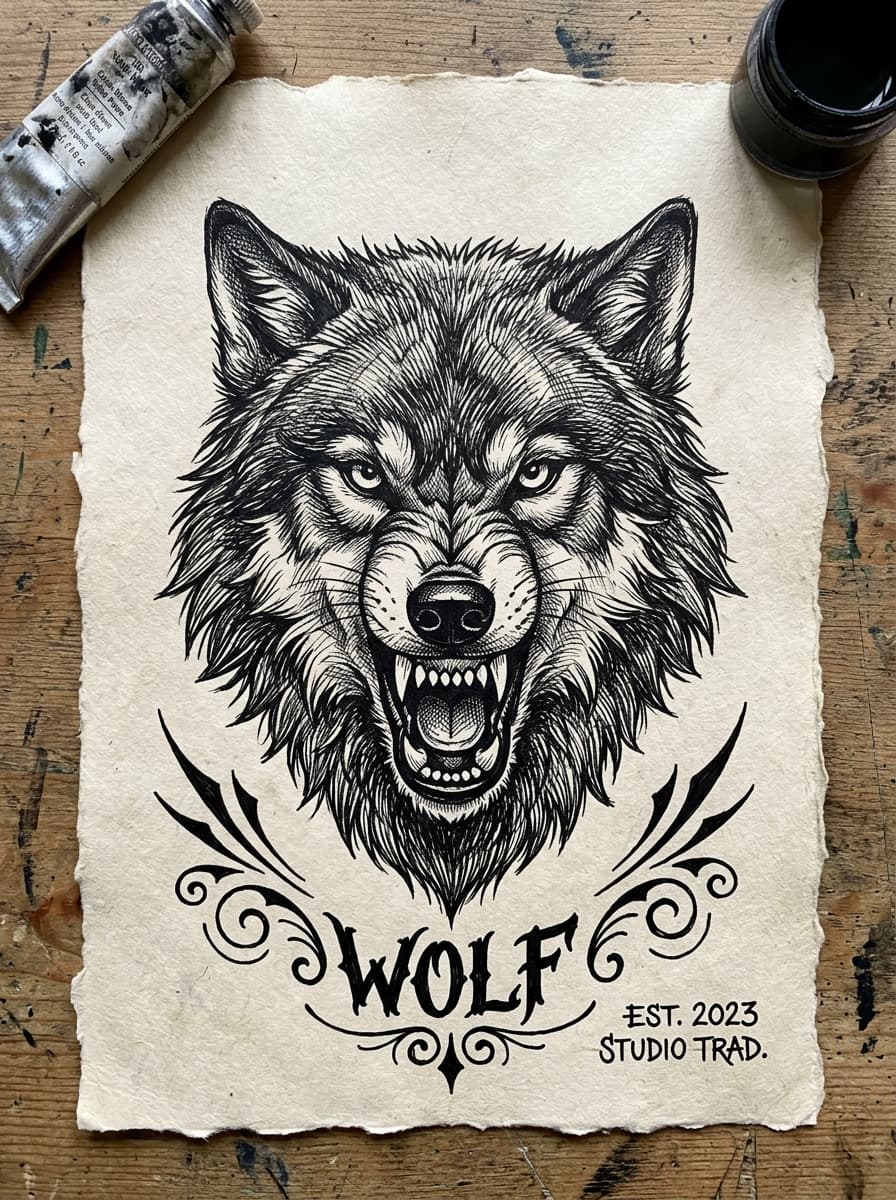 Blackwork style sample for free AI tattoo generator