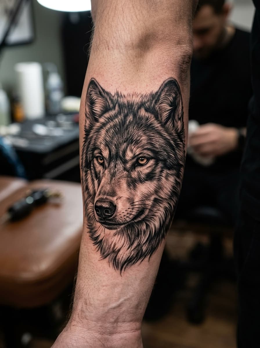 Wolf tattoo design from AI tattoo generator