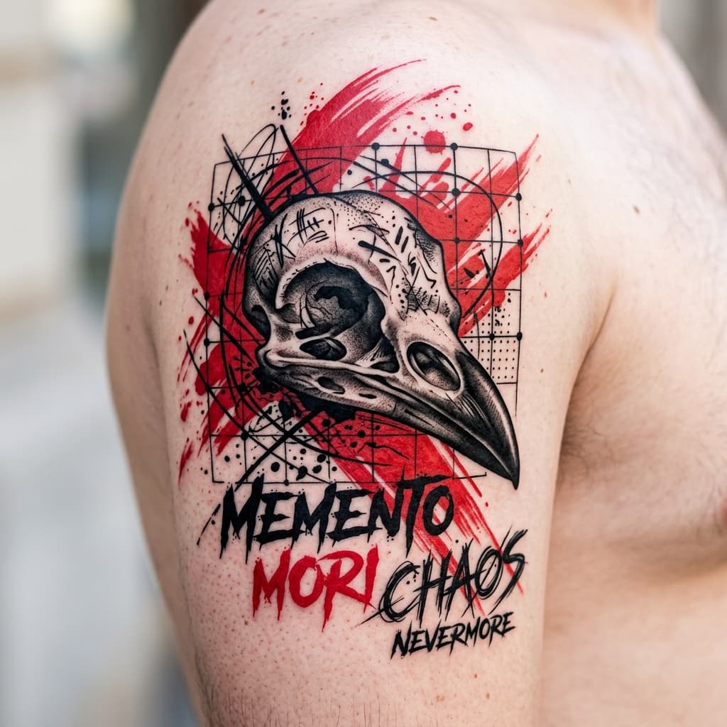Trash Polka tattoo style AI tattoo generator example